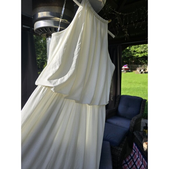 Ashley Stewart Women's Ivory Glitter Maxi Dress 14/16 Halter NWT - Picture 3 of 7